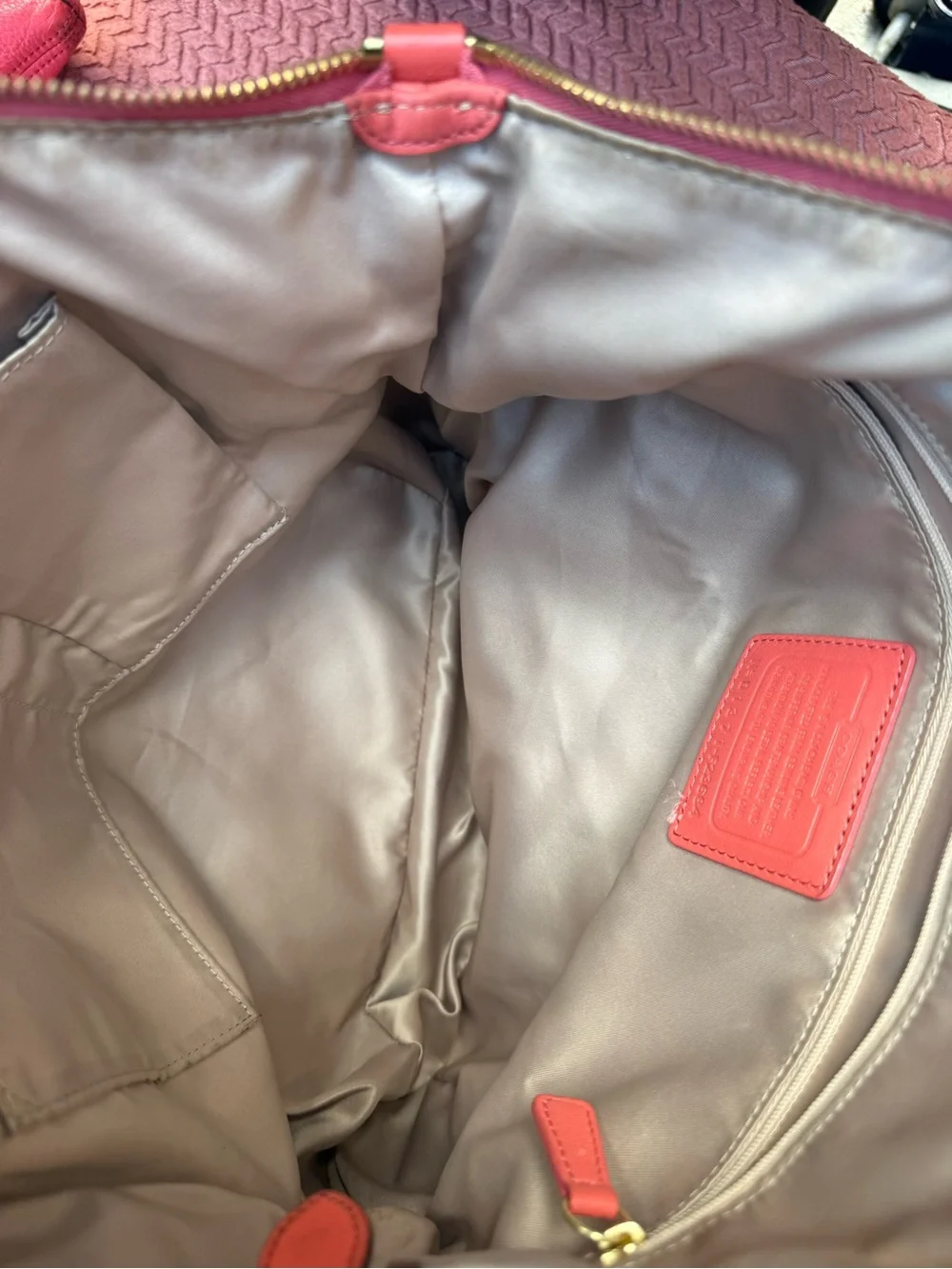 Coach Madison phoebe coral apricot peach leather satchel shoulder bag F23684